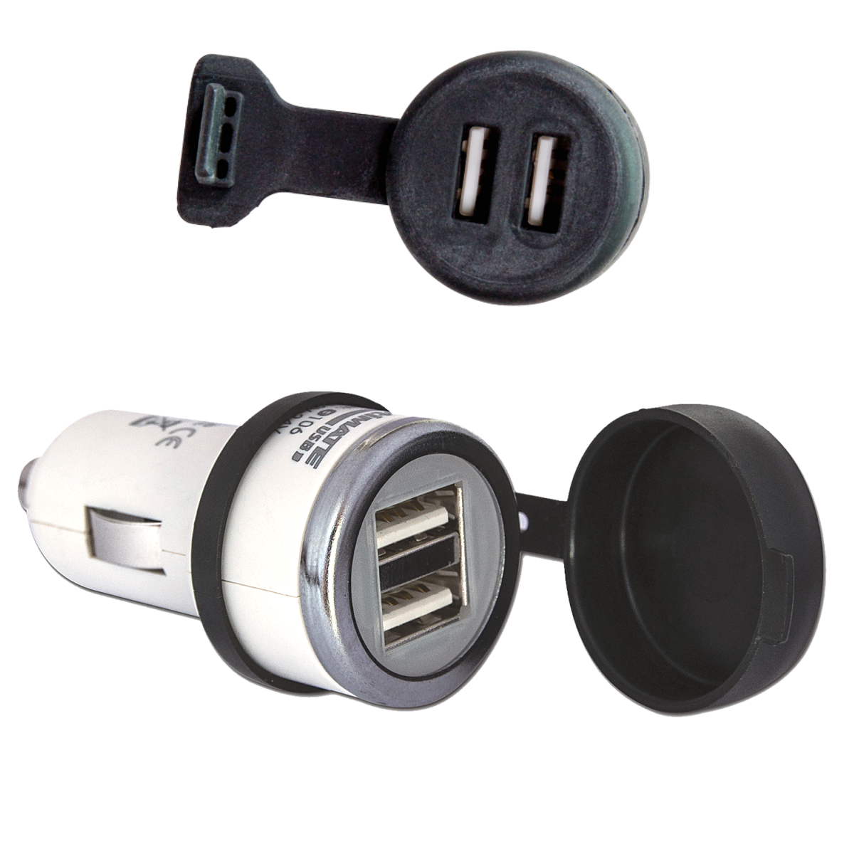 O-106 Auto Plug To 2Xusb-A Socket