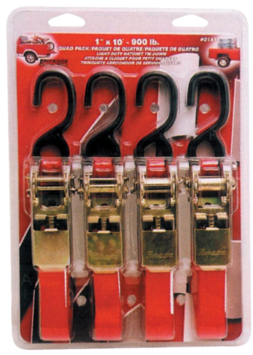 (4) 1 X10' 900 Lb Ratcheting Tie Down St