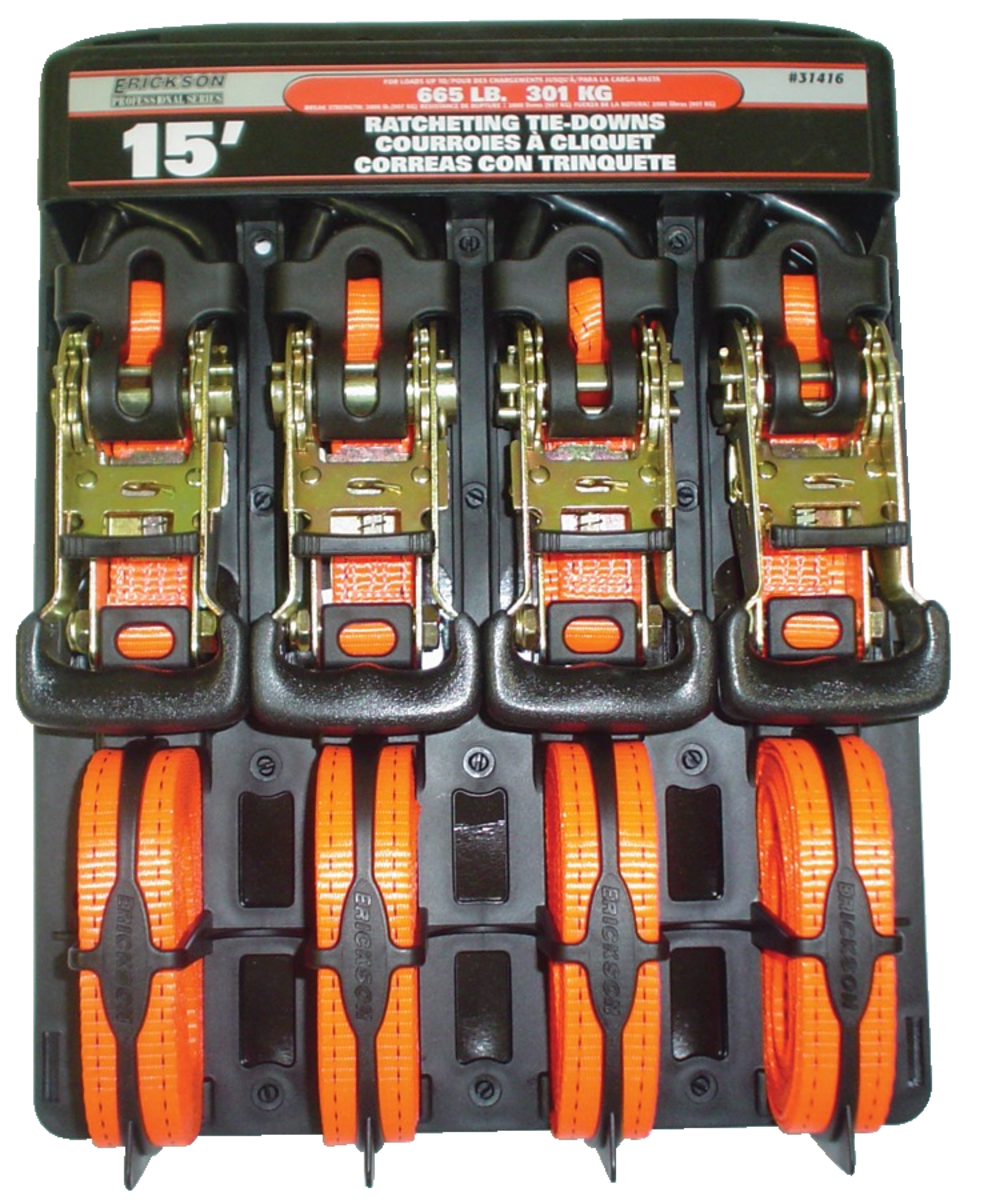 (4) 1 X15' 2000 Lb Ratcheting Tie Downs