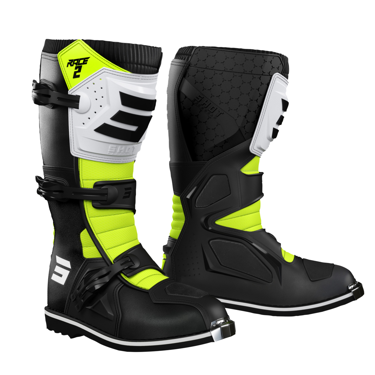 Race 2 Kids Boot Blk/Wht/Neon Yel 35 (4)