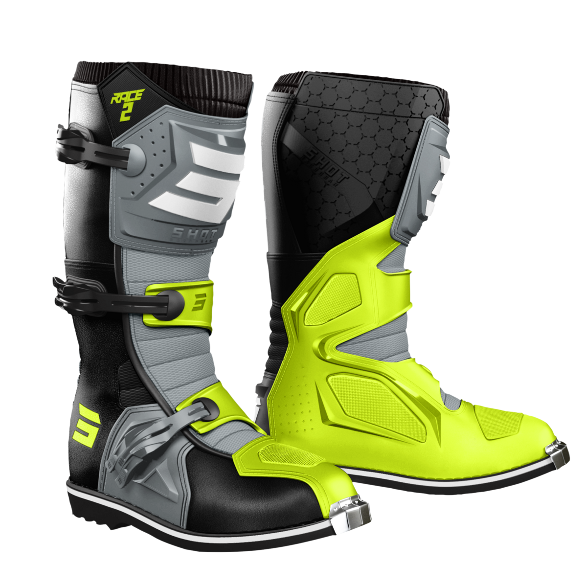 Race 2 Boots Blk/Grey/Neon Jau 12