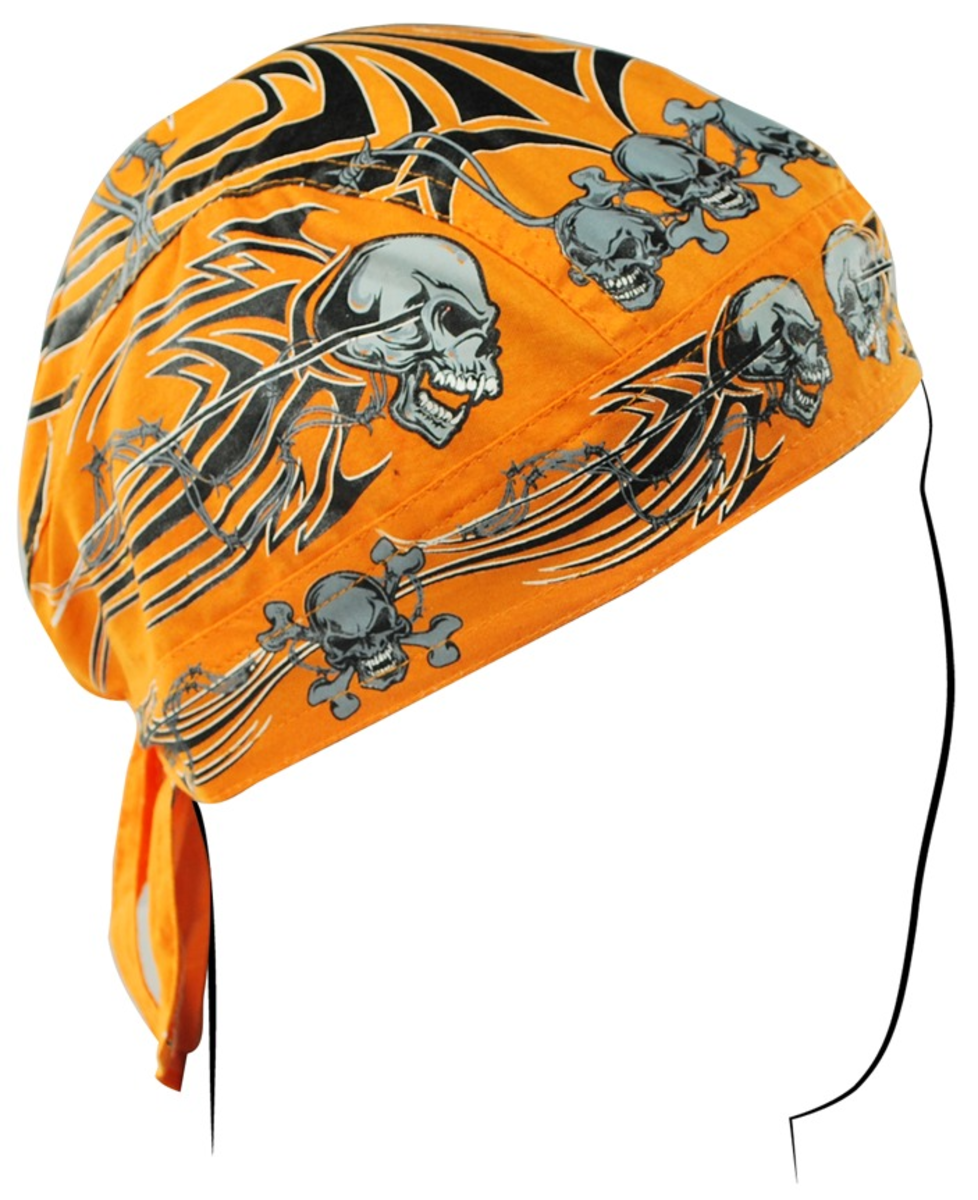 Flydanna Cotton Orange Tribal Skull