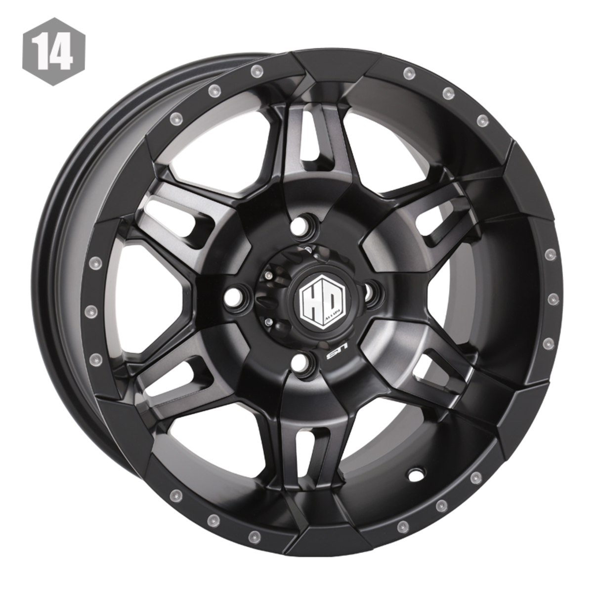 14X7 4/110 5+2 Hd7 Matte Blk/Smoke